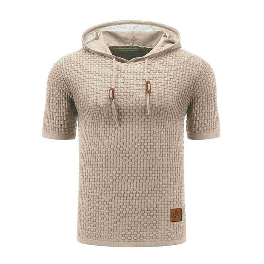 Men's Pullover Jacquard Solid Color Hooded Sweater Basic Vintage Style