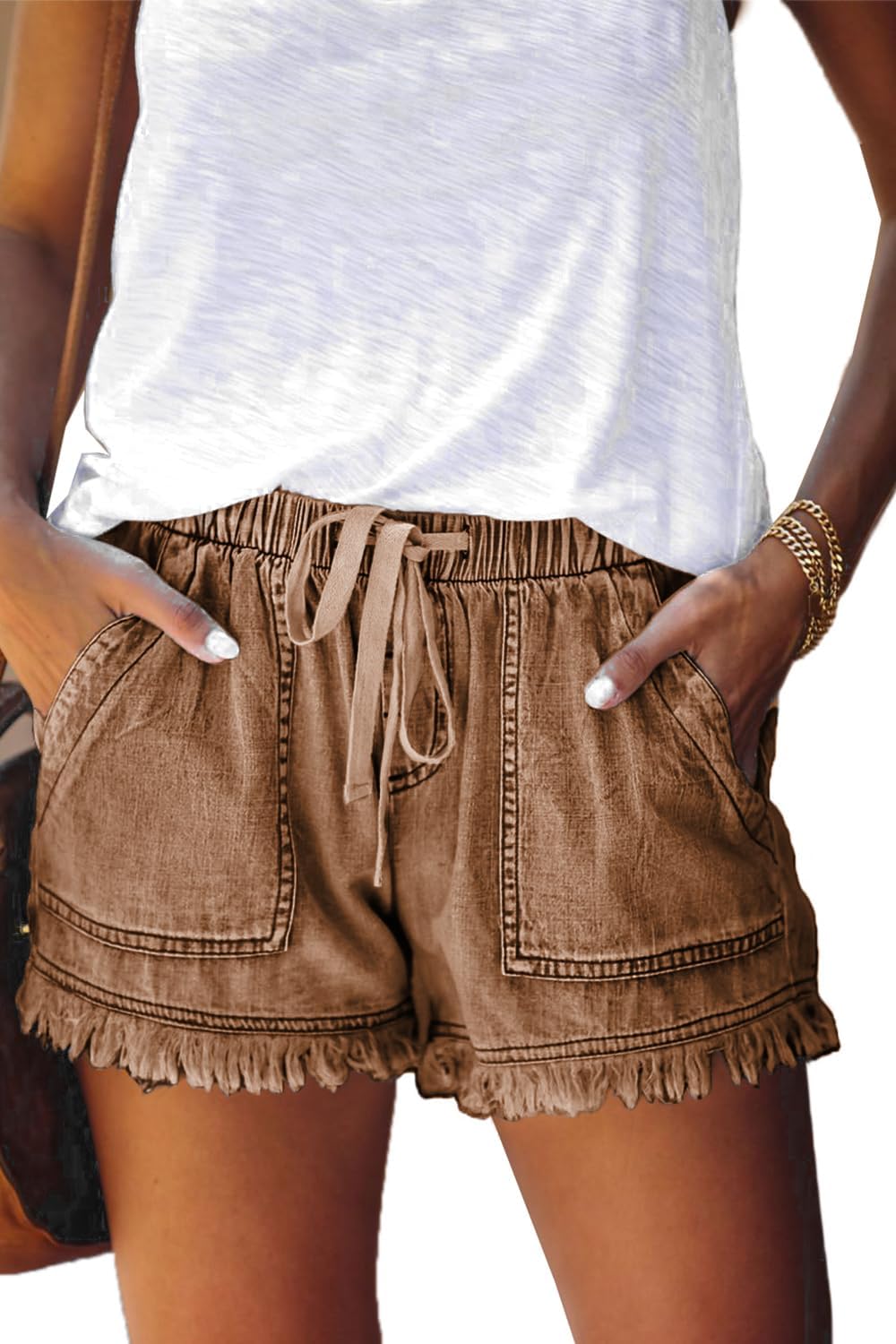 Shorts Légers pour Femmes, Amples, Tendance, avec Cordon de Serrage à la Taille, Confortables