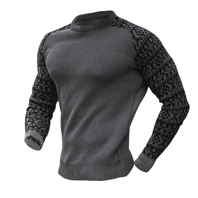 Pull décontracté à manches longues et col rond pour homme