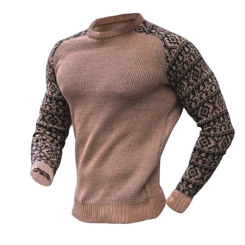 Pull décontracté à manches longues et col rond pour homme