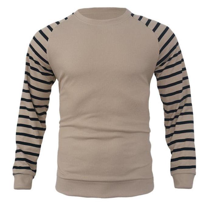 Sweatshirt homme en tricot gaufré patchwork à manches raglan